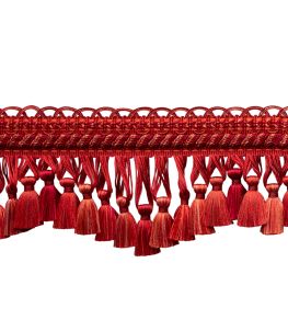 Bagatelle Scalloped Tassel Fringe Trimming by Samuel & Sons Scarlet Rose Bagatelle Scalloped Tassel Fringe Trimming by Samuel & Sons Scarlet Rose