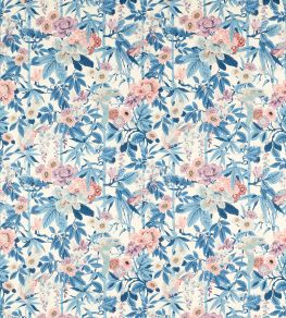 Bamboo & Birds Fabric by Sanderson China Blue / Lotus Pink