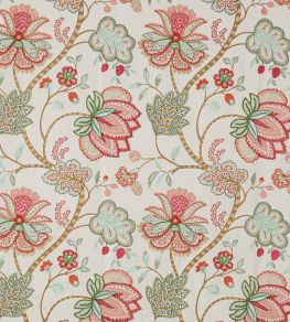 Baptista Linen Fabric by Colefax and Fowler Coral/Green Baptista Linen Fabric by Colefax and Fowler Coral/Green