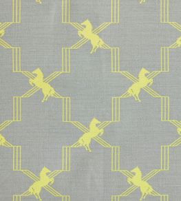 Horse Trellis Fabric by Barneby Gates Acid Yellow On Grey