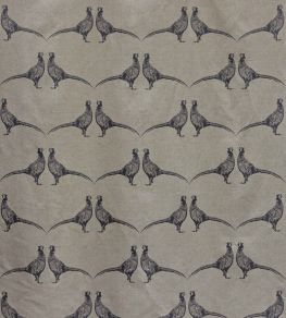 Pheasant Fabric by Barneby Gates Charcoal on Natural Pheasant Fabric by Barneby Gates Charcoal on Natural