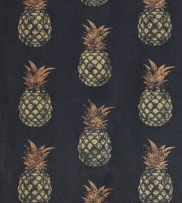 Pineapples Fabric by Barneby Gates Gold On Charcoal Pineapples Fabric by Barneby Gates Gold On Charcoal