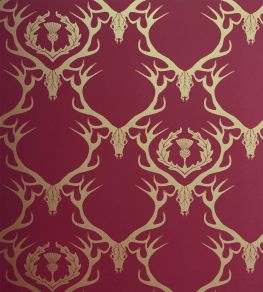 Deer Damask Wallpaper by Barneby Gates Claret and Gold Deer Damask Wallpaper by Barneby Gates Claret and Gold