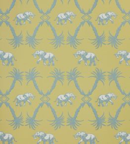 Elephant Palm Wallpaper by Barneby Gates Ochre/Blue Elephant Palm Wallpaper by Barneby Gates Ochre/Blue