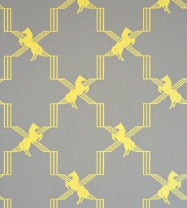 Horse Trellis Wallpaper by Barneby Gates Acid on Grey Horse Trellis Wallpaper by Barneby Gates Acid on Grey