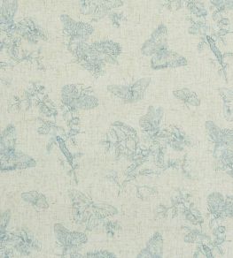 Baudin Butterfly Linen Wallpaper by Schumacher Blue Baudin Butterfly Linen Wallpaper by Schumacher Blue