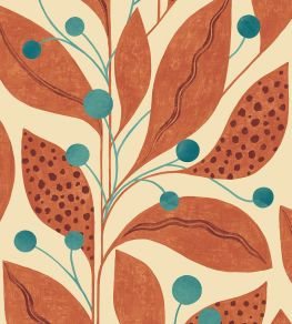 Berry Dot Wallpaper by Ohpopsi Rust & Teal Berry Dot Wallpaper by Ohpopsi Rust & Teal