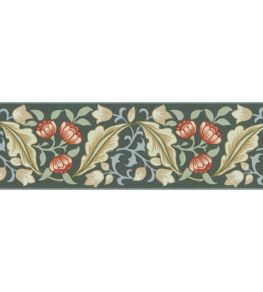Bluebell & Peony Border Wallpaper by Morris & Co Bayleaf/Manilla