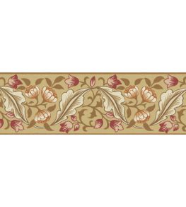 Bluebell & Peony Border Wallpaper by Morris & Co Gold/Madder