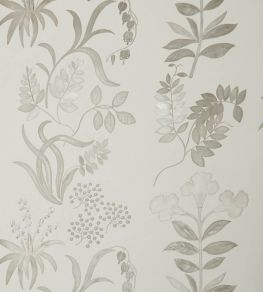 Botanical Stripe Wallpaper by Liberty Pewter White Botanical Stripe Wallpaper by Liberty Pewter White