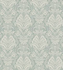 Bourton Damask Fabric by Nina Campbell Aqua