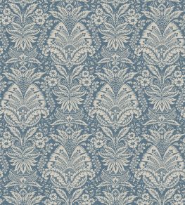 Bourton Damask Fabric by Nina Campbell Blue