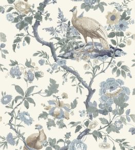 Broughton Rose Wallpaper by GP & J Baker Blue Broughton Rose Wallpaper by GP & J Baker Blue