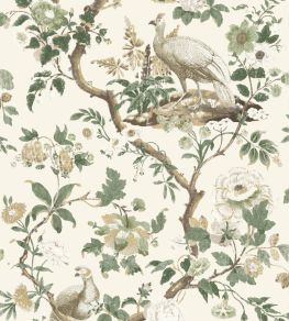 Broughton Rose Wallpaper by GP & J Baker Green Broughton Rose Wallpaper by GP & J Baker Green