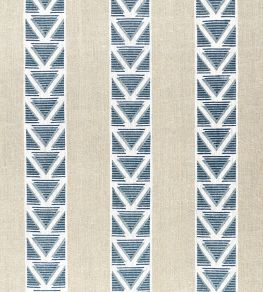 Burton Stripe Fabric by Anna French Linen and Navy Burton Stripe Fabric by Anna French Linen and Navy