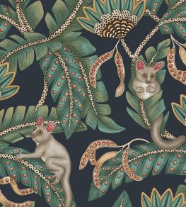 Bush Baby Wallpaper by Cole & Son Teal & Ochre on Ink Bush Baby Wallpaper by Cole & Son Teal & Ochre on Ink