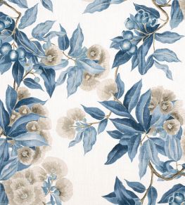 Camellia Garden Fabric by Anna French Linen and Navy