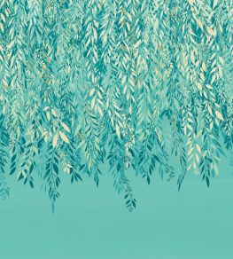 Cascading Willow Mural by Ohpopsi Turquoise Cascading Willow Mural by Ohpopsi Turquoise