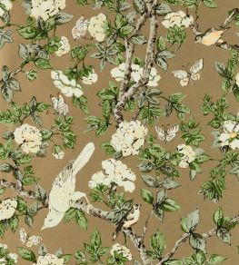 Caverley Wallpaper by Sanderson Gold Metallic/Gardenia Green Caverley Wallpaper by Sanderson Gold Metallic/Gardenia Green