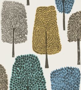 Cedar Wallpaper by Scion Almond / Cobalt / Midnight
