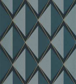 Chaplin Wallpaper by Casadeco Bleu Petrole Chaplin Wallpaper by Casadeco Bleu Petrole