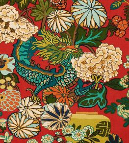 Chiang Mai Dragon Fabric by Schumacher Lacquer Chiang Mai Dragon Fabric by Schumacher Lacquer