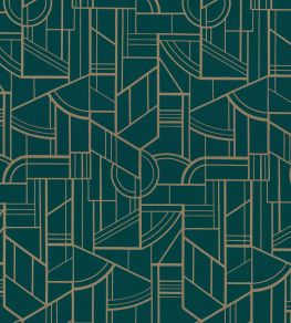 Cinetique Wallpaper by Casamance Vert Canard/Dore Cinetique Wallpaper by Casamance Vert Canard/Dore