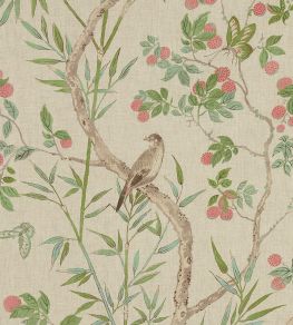 Claire Fabric by Thibaut Coral and Green Claire Fabric by Thibaut Coral and Green