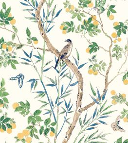 Claire Wallpaper by Thibaut Yellow and Navy Claire Wallpaper by Thibaut Yellow and Navy