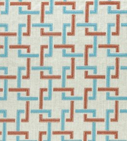 Sekai Fabric by Clarke & Clarke Cinnabar/Aqua Sekai Fabric by Clarke & Clarke Cinnabar/Aqua