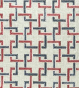 Sekai Fabric by Clarke & Clarke Indigo/Red Sekai Fabric by Clarke & Clarke Indigo/Red
