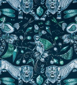 Emma J Shipley Extinct Fabric by Clarke & Clarke Navy Emma J Shipley Extinct Fabric by Clarke & Clarke Navy