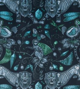 Emma J Shipley Extinct Velvet Fabric by Clarke & Clarke Navy Emma J Shipley Extinct Velvet Fabric by Clarke & Clarke Navy