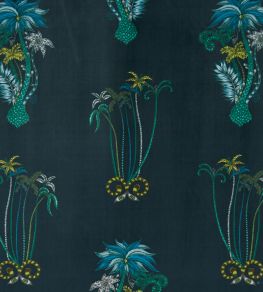 Emma J Shipley Jungle Palms Velvet Fabric by Clarke & Clarke Navy