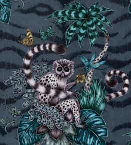 Emma J Shipley Lemur Velvet Fabric by Clarke & Clarke Navy Emma J Shipley Lemur Velvet Fabric by Clarke & Clarke Navy