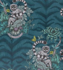 Emma J Shipley Lemur Wallpaper by Clarke & Clarke Navy Emma J Shipley Lemur Wallpaper by Clarke & Clarke Navy