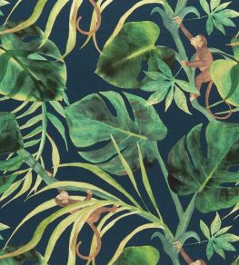 Monkey Business Fabric by Clarke & Clarke Indigo