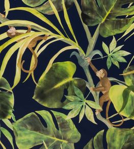 Monkey Business Wallpaper by Clarke & Clarke Indigo