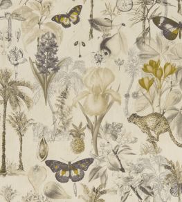 Botany Fabric by Clarke & Clarke Charcoal / Chartreuse Botany Fabric by Clarke & Clarke Charcoal / Chartreuse