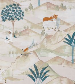 Sahara Fabric by Clarke & Clarke Teal/Spice