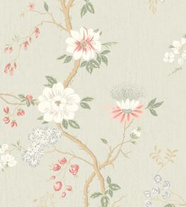 Camellia Wallpaper by Cole & Son Coral & Duck Egg on Eau du Nil Camellia Wallpaper by Cole & Son Coral & Duck Egg on Eau du Nil