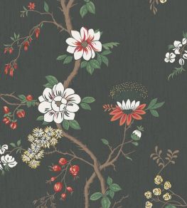 Camellia Wallpaper by Cole & Son White & Red on Charcoal Camellia Wallpaper by Cole & Son White & Red on Charcoal