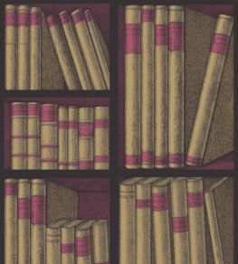 Ex Libris Wallpaper by Cole & Son Gold and Megenta Ex Libris Wallpaper by Cole & Son Gold and Megenta