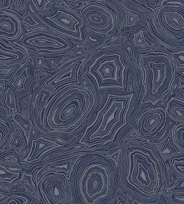 Malachite Wallpaper by Cole & Son Royal Blue and Silver