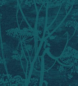 Cow Parsley Velvet Fabric by Cole & Son Petrol & Ink