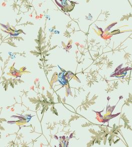 Hummingbirds Fabric by Cole & Son Classic Multi & Duck Egg Hummingbirds Fabric by Cole & Son Classic Multi & Duck Egg