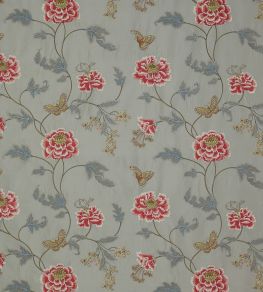 Oriental Poppy Fabric by Colefax and Fowler Silver