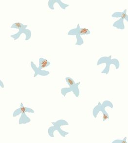 Colombe Wallpaper by Caselio Blanc bleu ciel