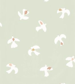 Colombe Wallpaper by Caselio Vert d'eau blanc