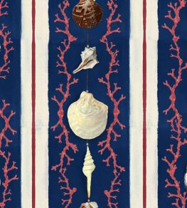 Coquillage Wallpaper by MINDTHEGAP Indigo Red Coquillage Wallpaper by MINDTHEGAP Indigo Red